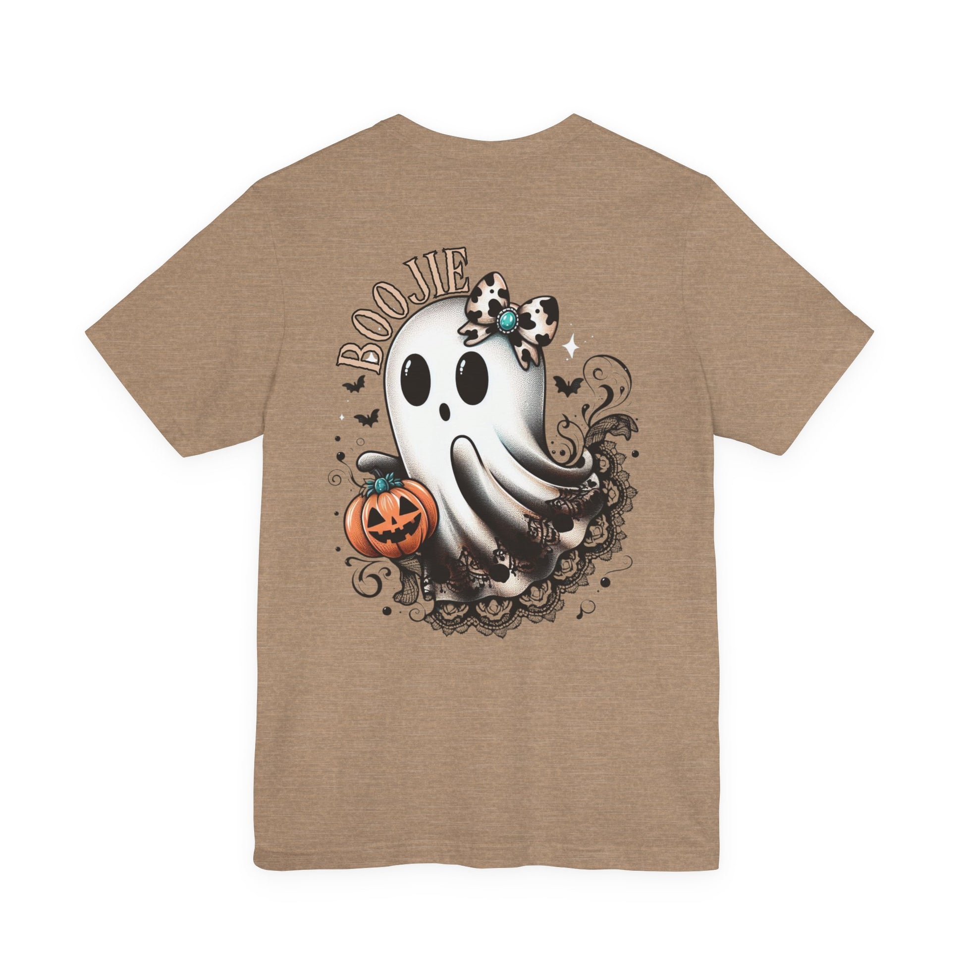 BOOjie Ghost Tee with Pumpkin - Halloween Unisex Jersey Short Sleeve Tee