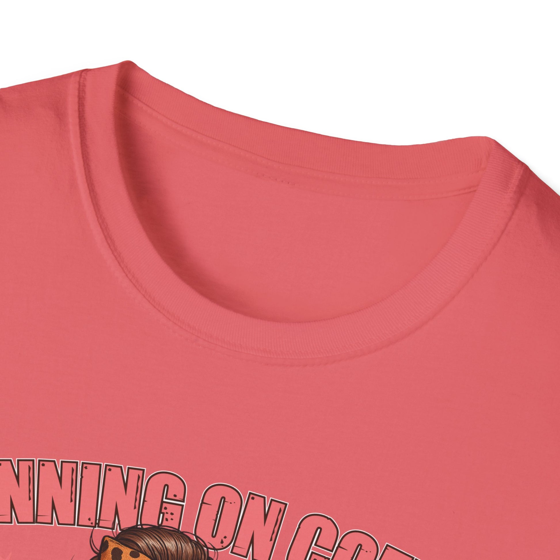 Funny Lunch Lady Unisex Softstyle T-Shirt - Running on Iced Coffee and School Lunch Schedules - Front Design Only