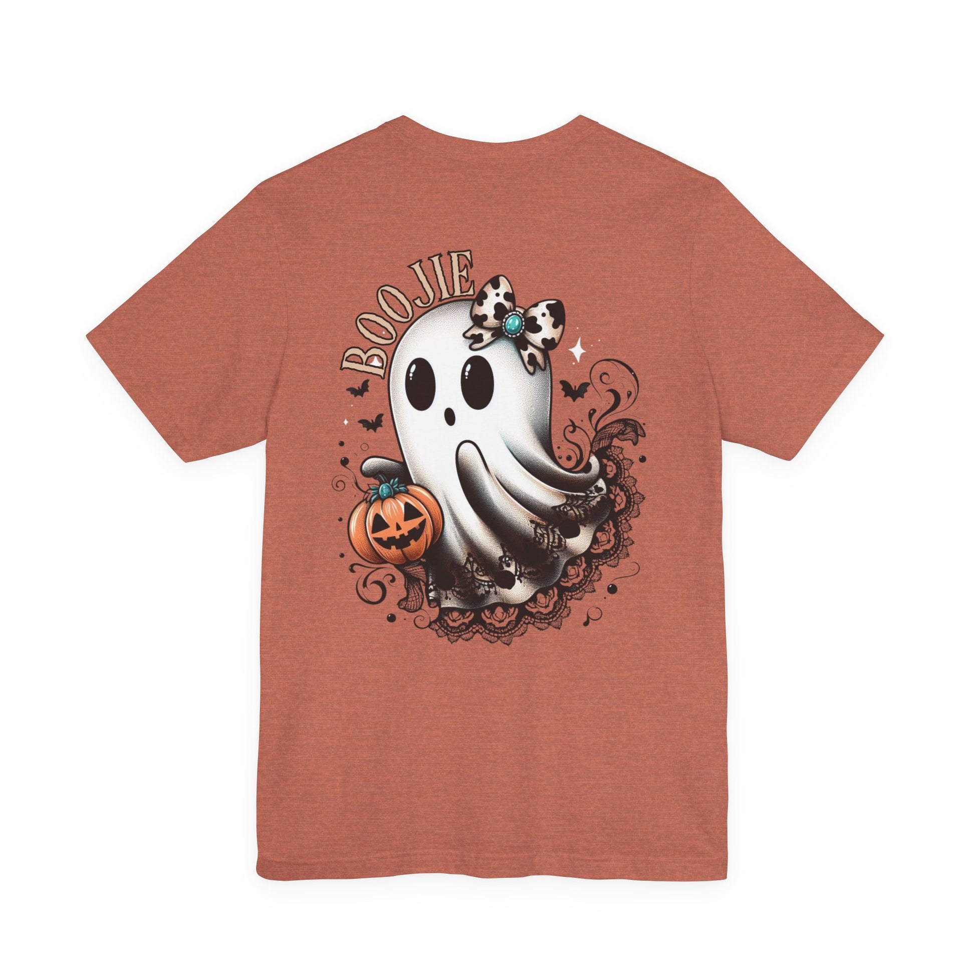 BOOjie Ghost Tee with Pumpkin - Halloween Unisex Jersey Short Sleeve Tee