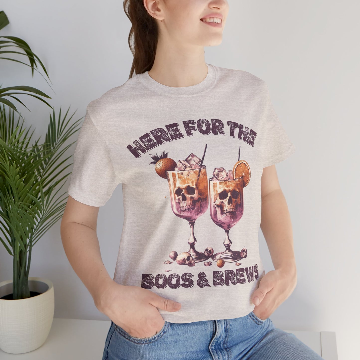 Halloween Skeleton Cocktails Tee - Here for the Boos and Brews *Unisex tee*