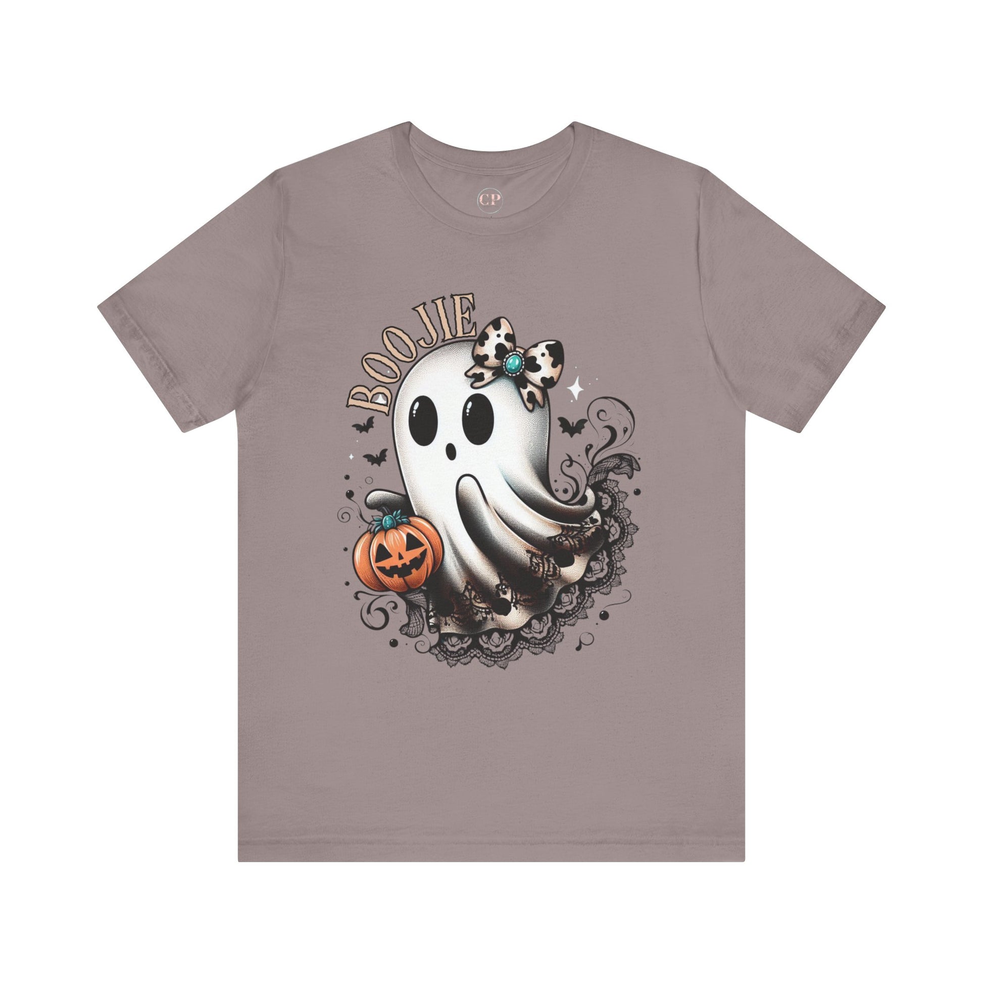 BOOjie Ghost Tee with Pumpkin - Halloween Unisex Jersey Short Sleeve Tee