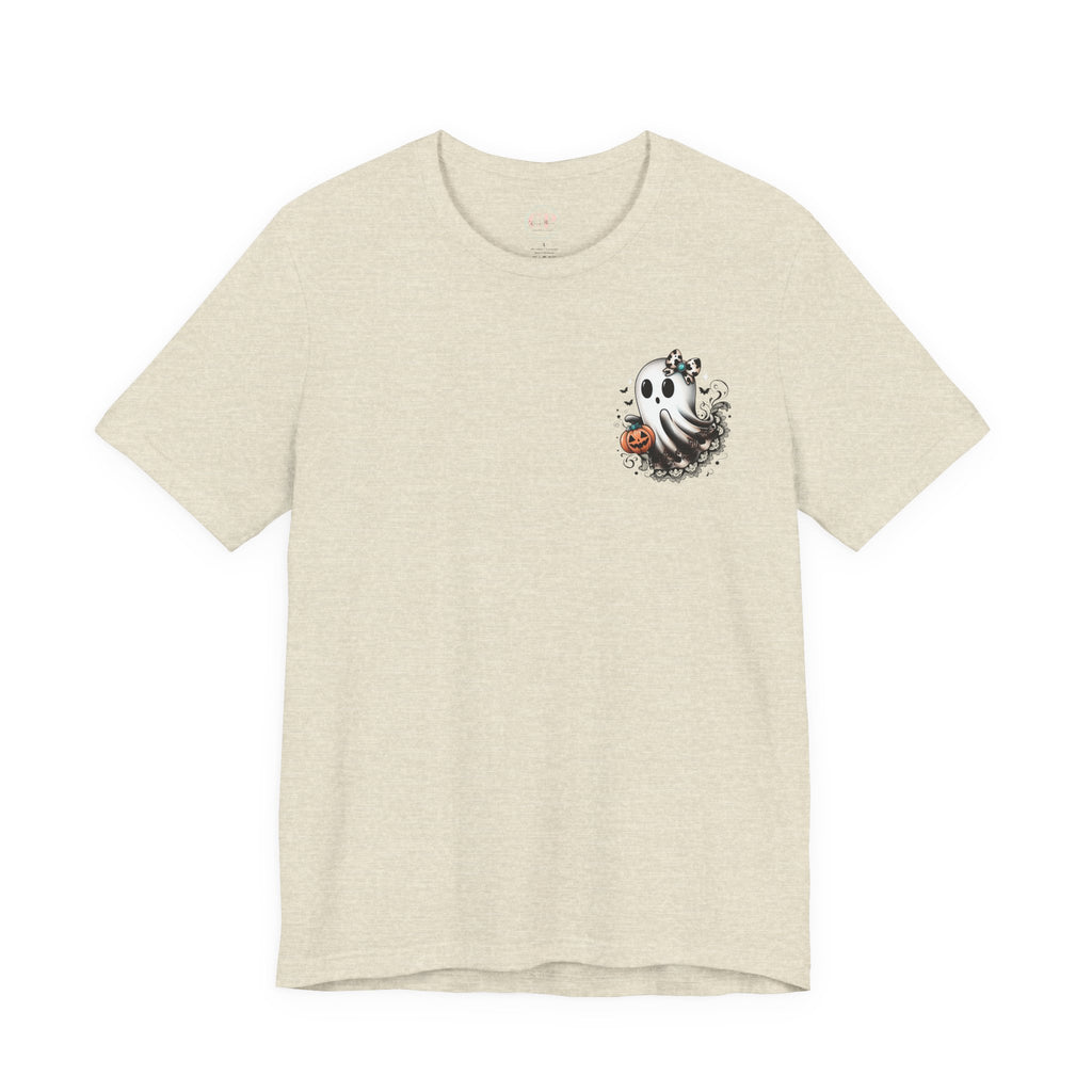 BOOjie Ghost Tee with Pumpkin - Halloween Unisex Jersey Short Sleeve Tee