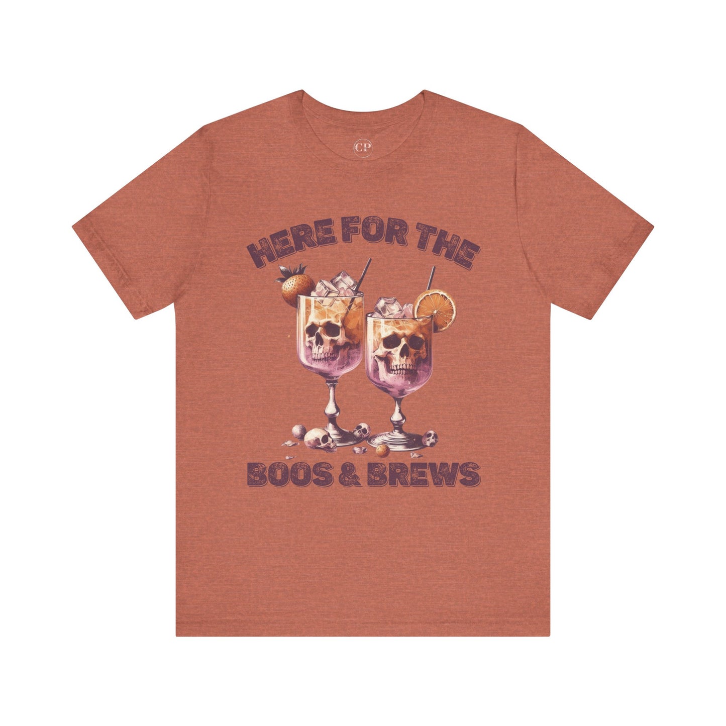 Halloween Skeleton Cocktails Tee - Here for the Boos and Brews *Unisex tee*
