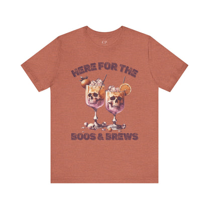 Halloween Skeleton Cocktails Tee - Here for the Boos and Brews *Unisex tee*