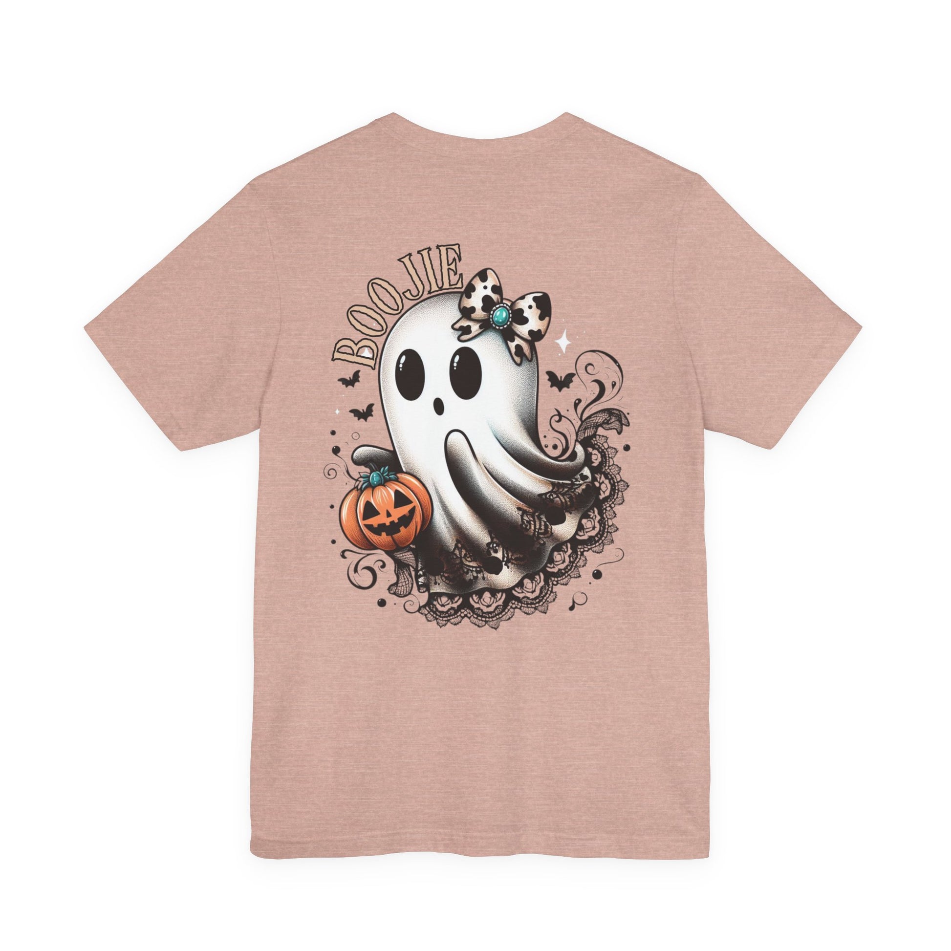 BOOjie Ghost Tee with Pumpkin - Halloween Unisex Jersey Short Sleeve Tee