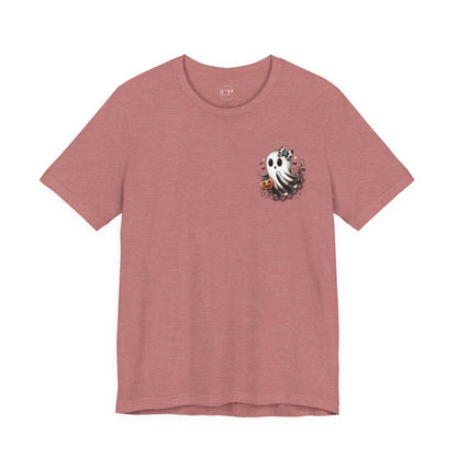 BOOjie Ghost Tee with Pumpkin - Halloween Unisex Jersey Short Sleeve Tee