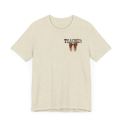 Western Style Teacher Tee with Fringe Bow Front & Back Design - Unisex Jersey Short Sleeve