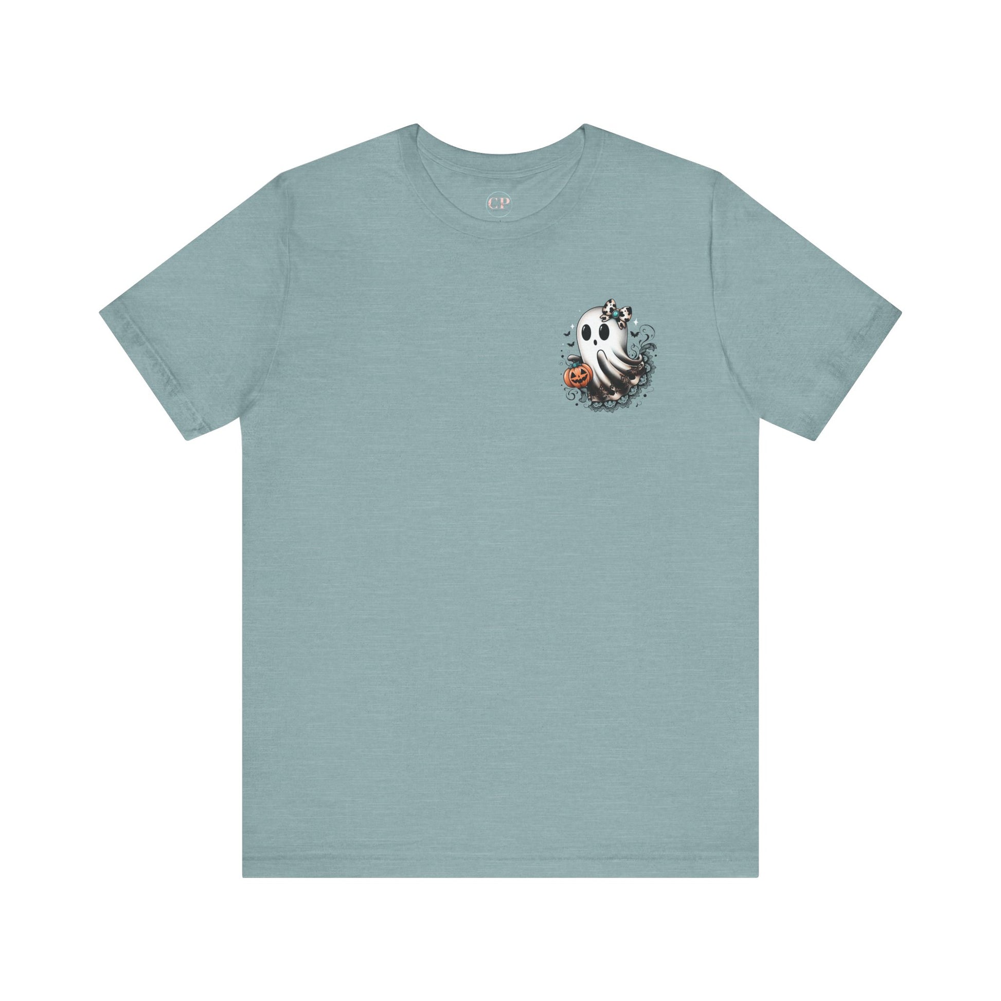 BOOjie Ghost Tee with Pumpkin - Halloween Unisex Jersey Short Sleeve Tee
