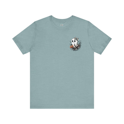 BOOjie Ghost Tee with Pumpkin - Halloween Unisex Jersey Short Sleeve Tee