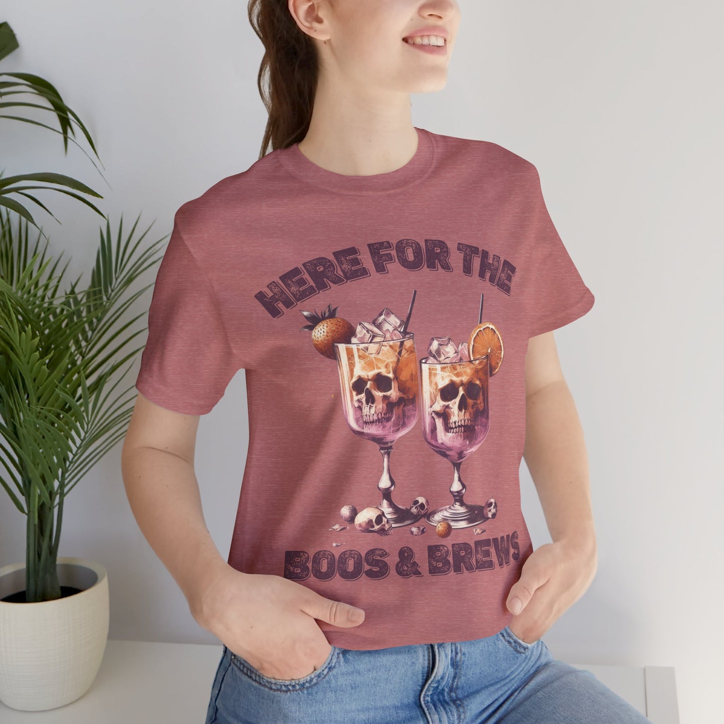 Halloween Skeleton Cocktails Tee - Here for the Boos and Brews *Unisex tee*
