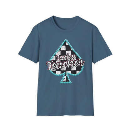 Teacher Checkered Spades T-Shirt
