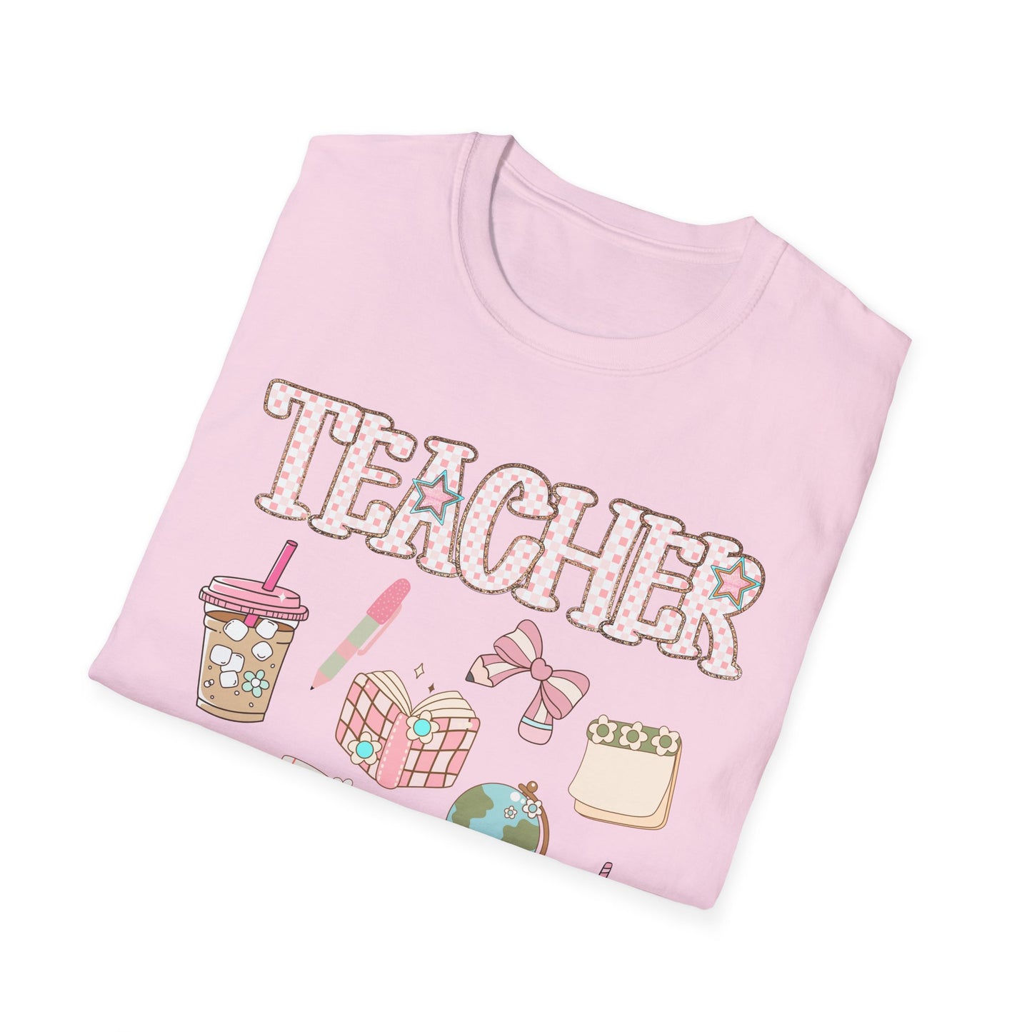 Teacher Checkered Glitter T-Shirt