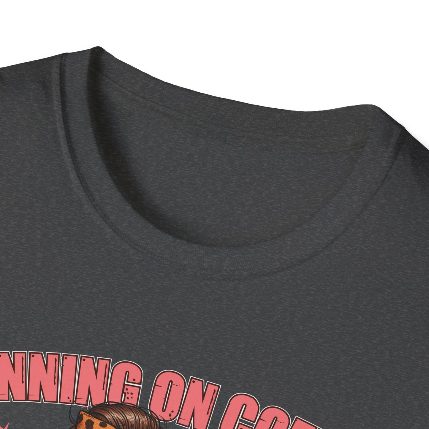 Funny Lunch Lady Unisex Softstyle T-Shirt - Running on Iced Coffee and School Lunch Schedules - Front Design Only