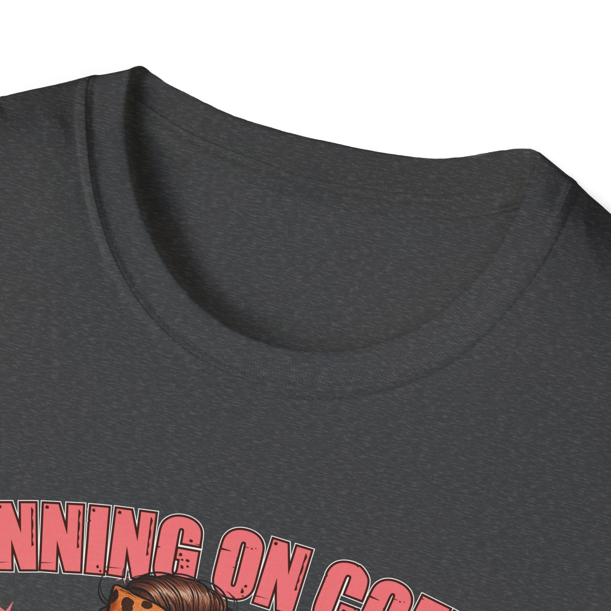 Funny Lunch Lady Unisex Softstyle T-Shirt - Running on Iced Coffee and School Lunch Schedules - Front Design Only