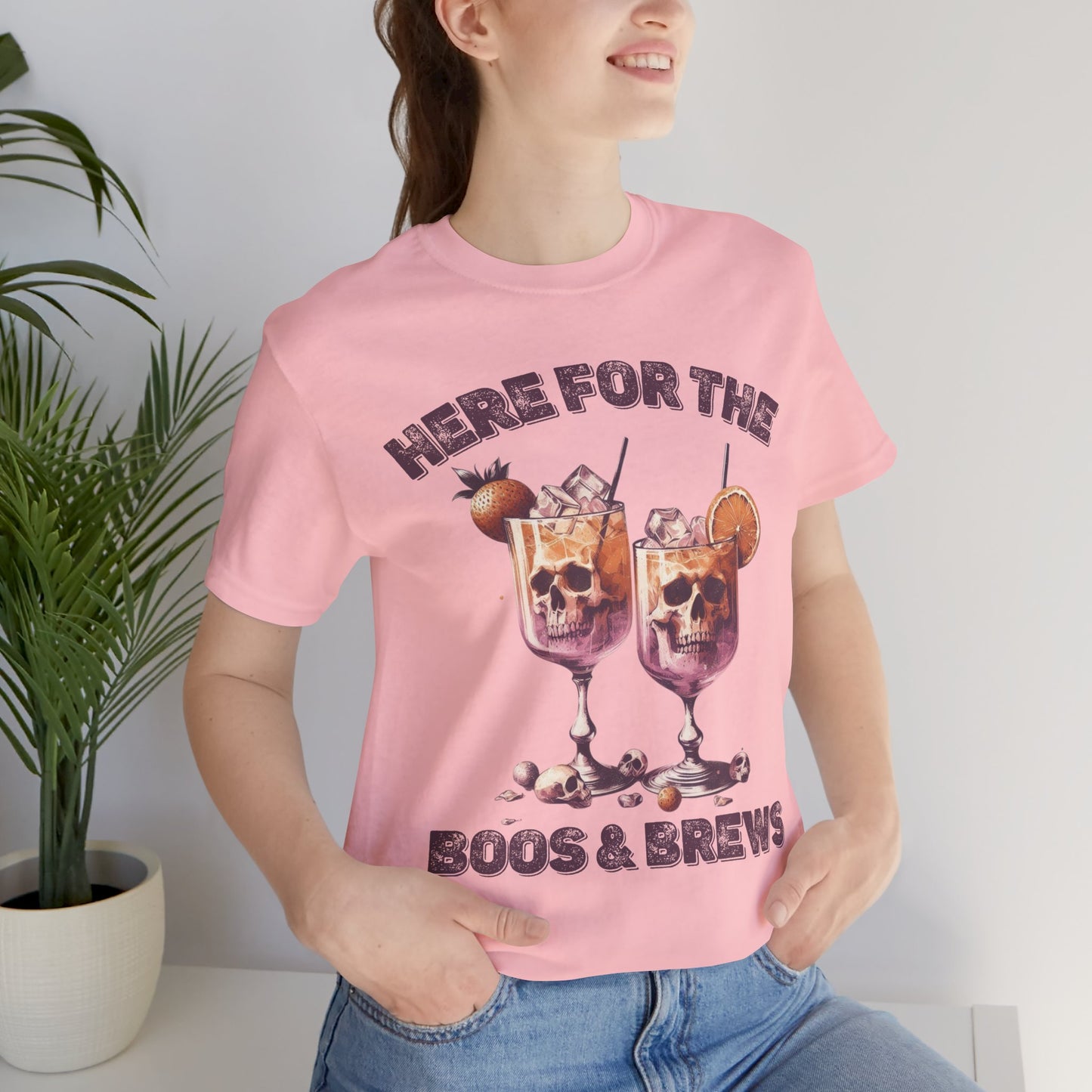 Halloween Skeleton Cocktails Tee - Here for the Boos and Brews *Unisex tee*