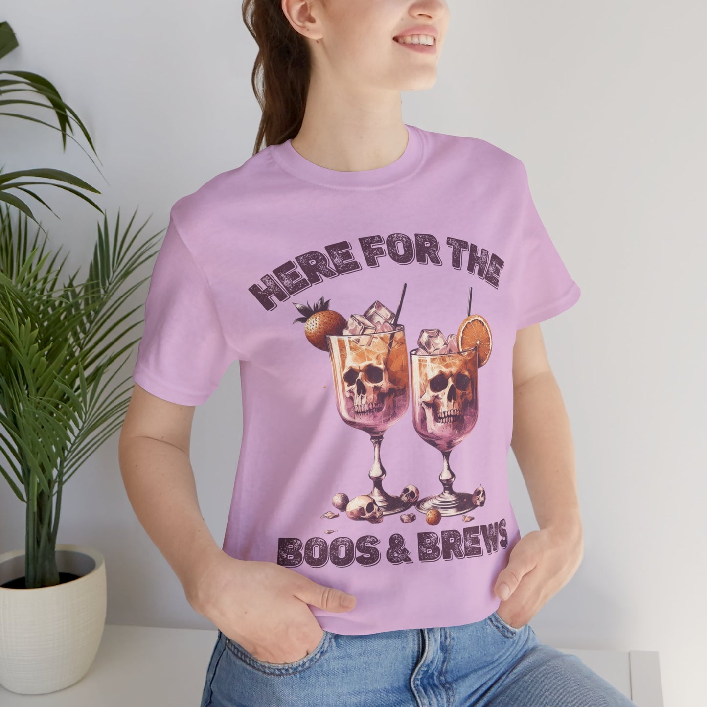 Halloween Skeleton Cocktails Tee - Here for the Boos and Brews *Unisex tee*