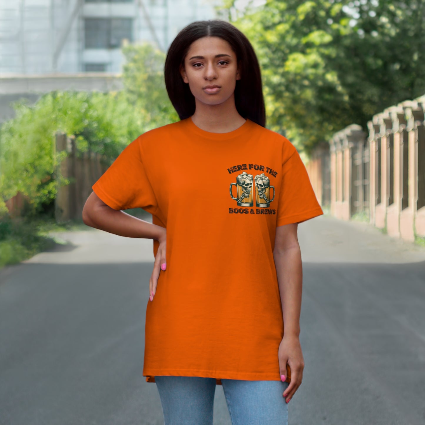 Halloween Beer Mug Tee - Here for the Boos & Brews