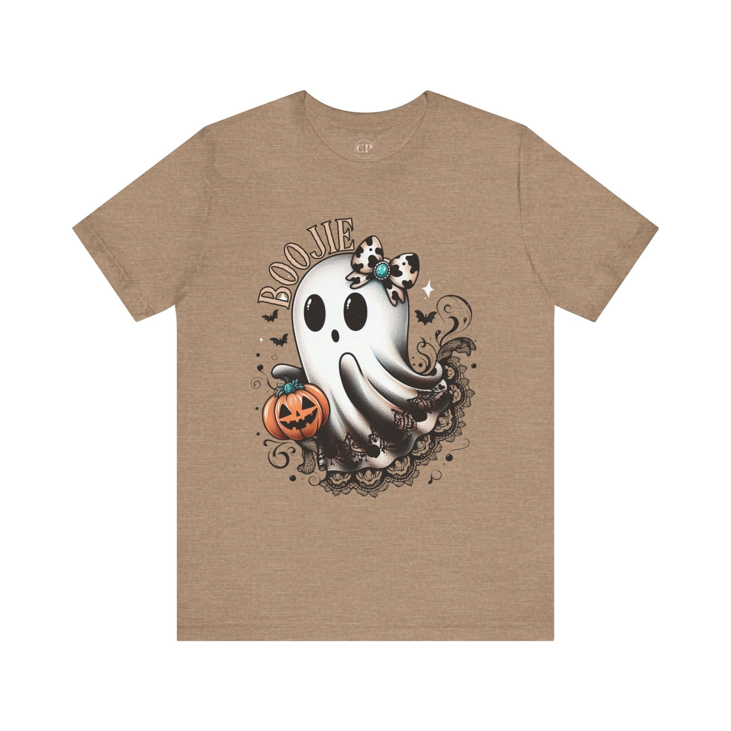 BOOjie Ghost Tee with Pumpkin - Halloween Unisex Jersey Short Sleeve Tee