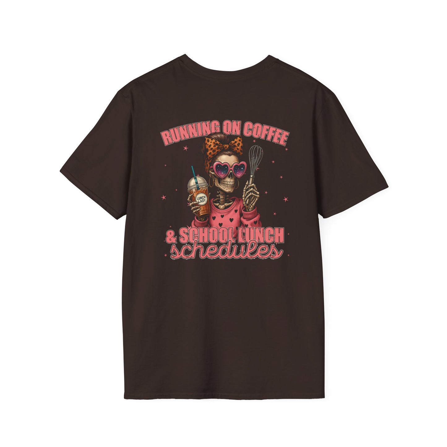 Lunch Lady Unisex T-Shirt - Running on Iced Coffee & School Lunch Schedules