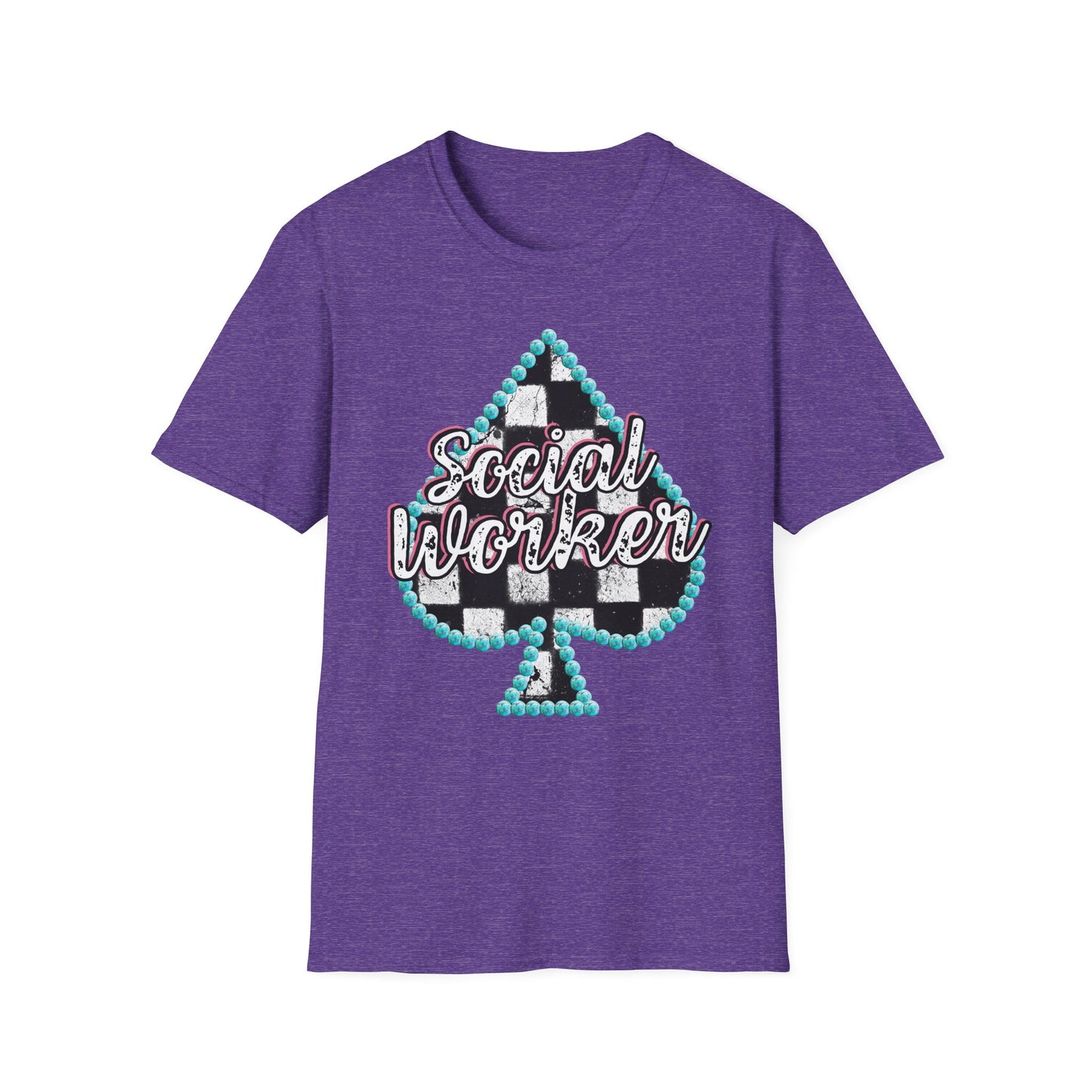 Social Worker Checkered Spades T-Shirt