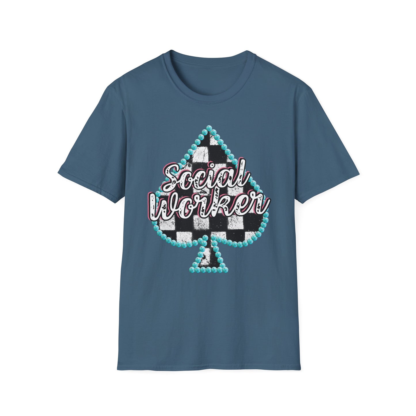 Social Worker Checkered Spades T-Shirt