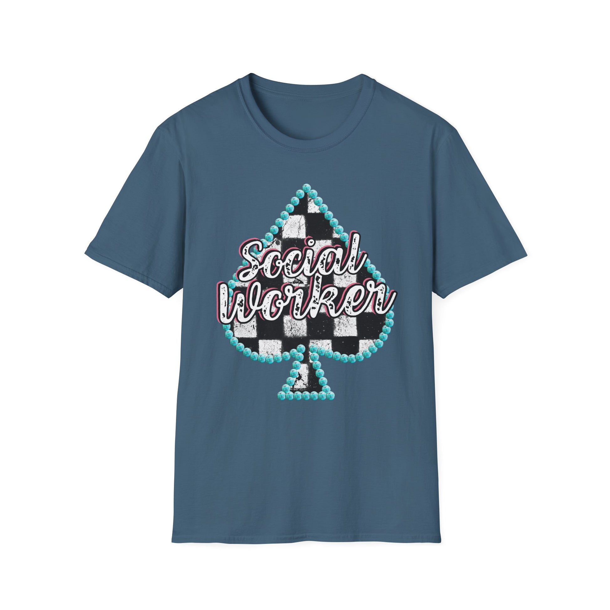 Social Worker Checkered Spades T-Shirt