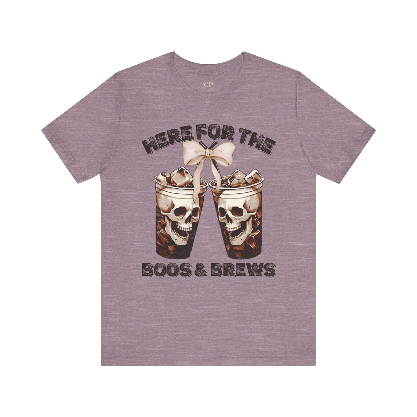 Halloween Skeleton Iced Coffee Tee - Here for the Boos and Brews
