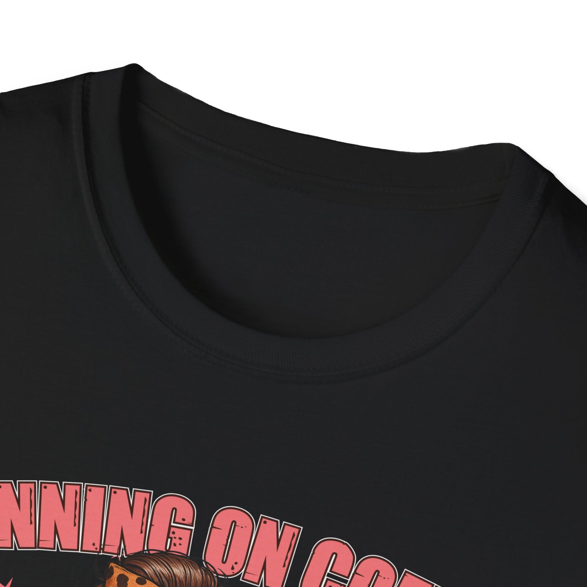 Funny Lunch Lady Unisex Softstyle T-Shirt - Running on Iced Coffee and School Lunch Schedules - Front Design Only