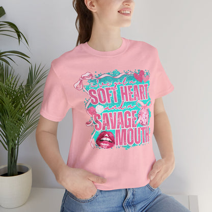 Savage Mouth Graphic Tee - Soft Hearted Apparel, Unisex T-Shirt, Trendy Casual Wear, Fun Gift for Friends, Statement Top