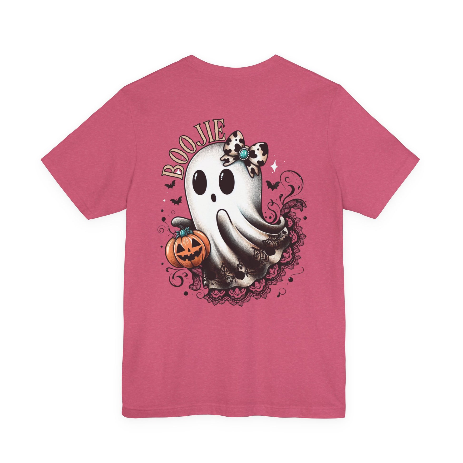 BOOjie Ghost Tee with Pumpkin - Halloween Unisex Jersey Short Sleeve Tee