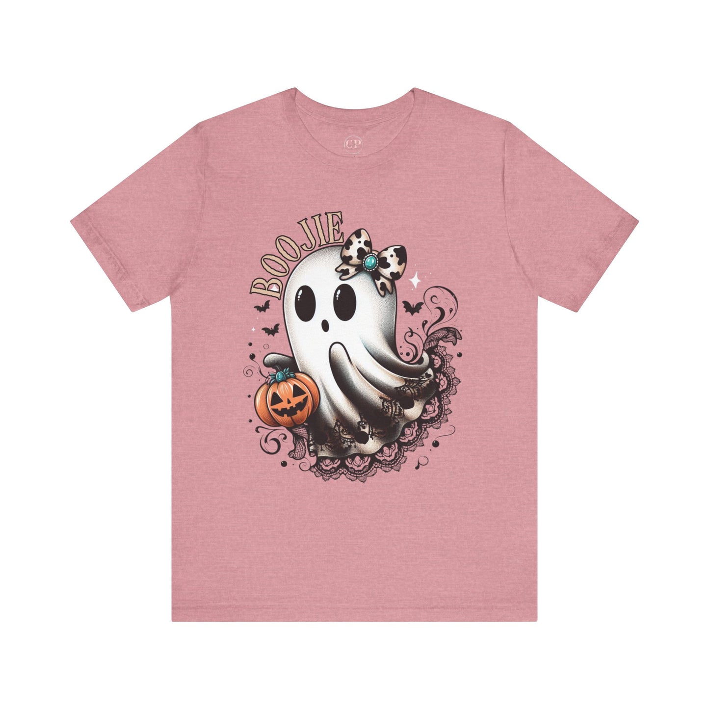 BOOjie Ghost Tee with Pumpkin - Halloween Unisex Jersey Short Sleeve Tee