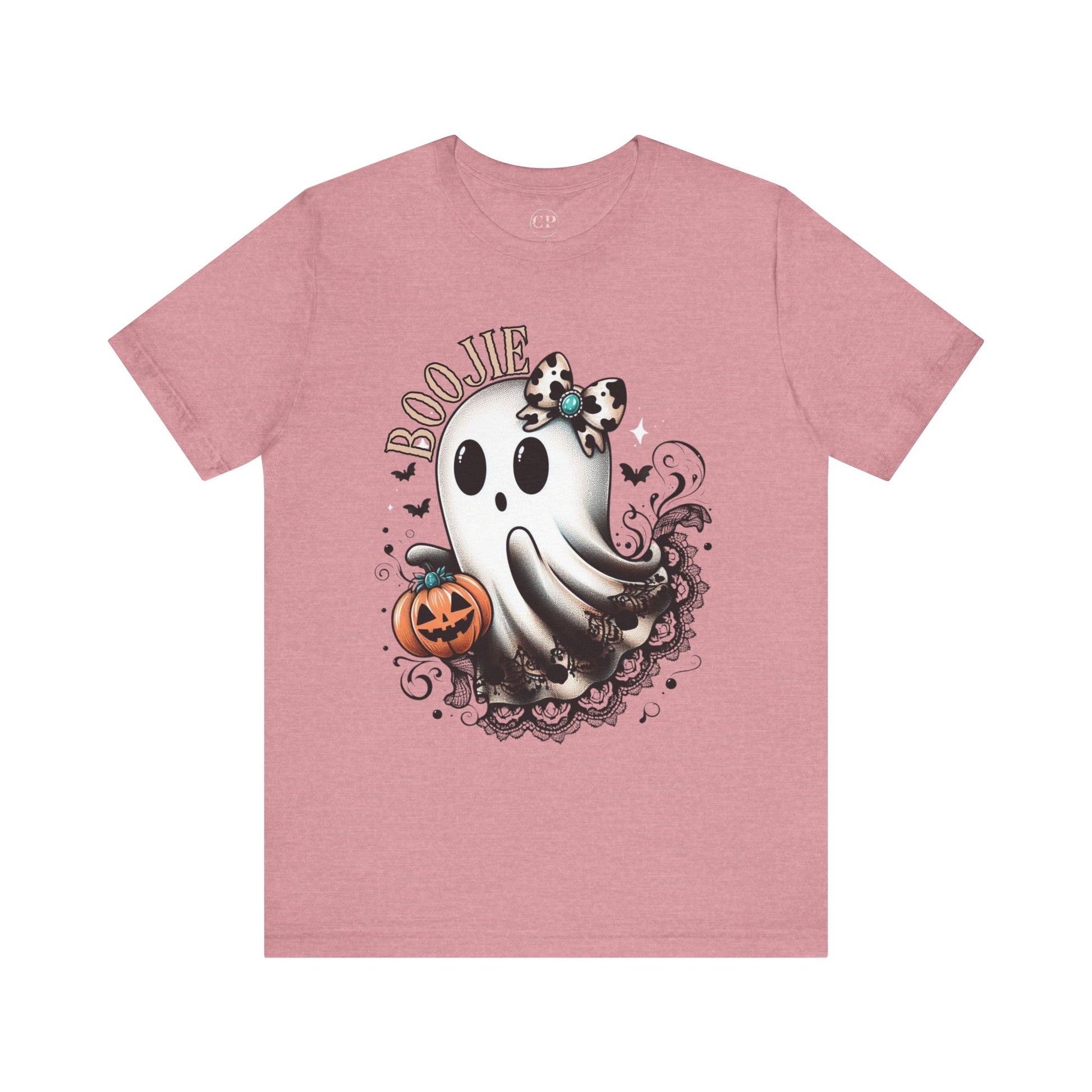 BOOjie Ghost Tee with Pumpkin - Halloween Unisex Jersey Short Sleeve Tee