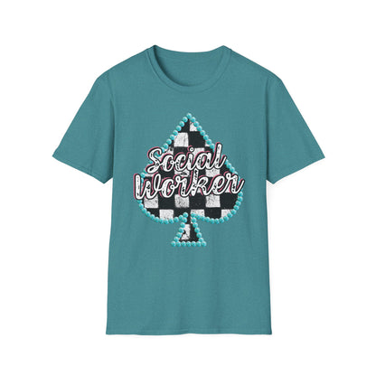 Social Worker Checkered Spades T-Shirt