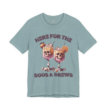 Halloween Skeleton Cocktails Tee - Here for the Boos and Brews *Unisex tee*