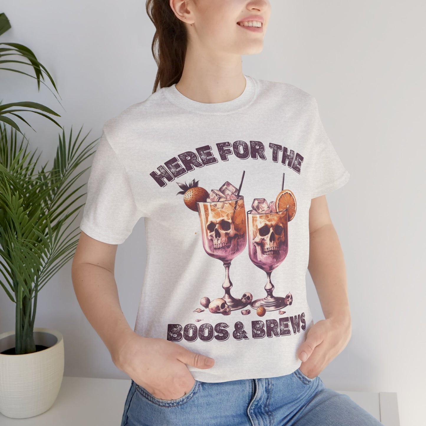 Halloween Skeleton Cocktails Tee - Here for the Boos and Brews *Unisex tee*