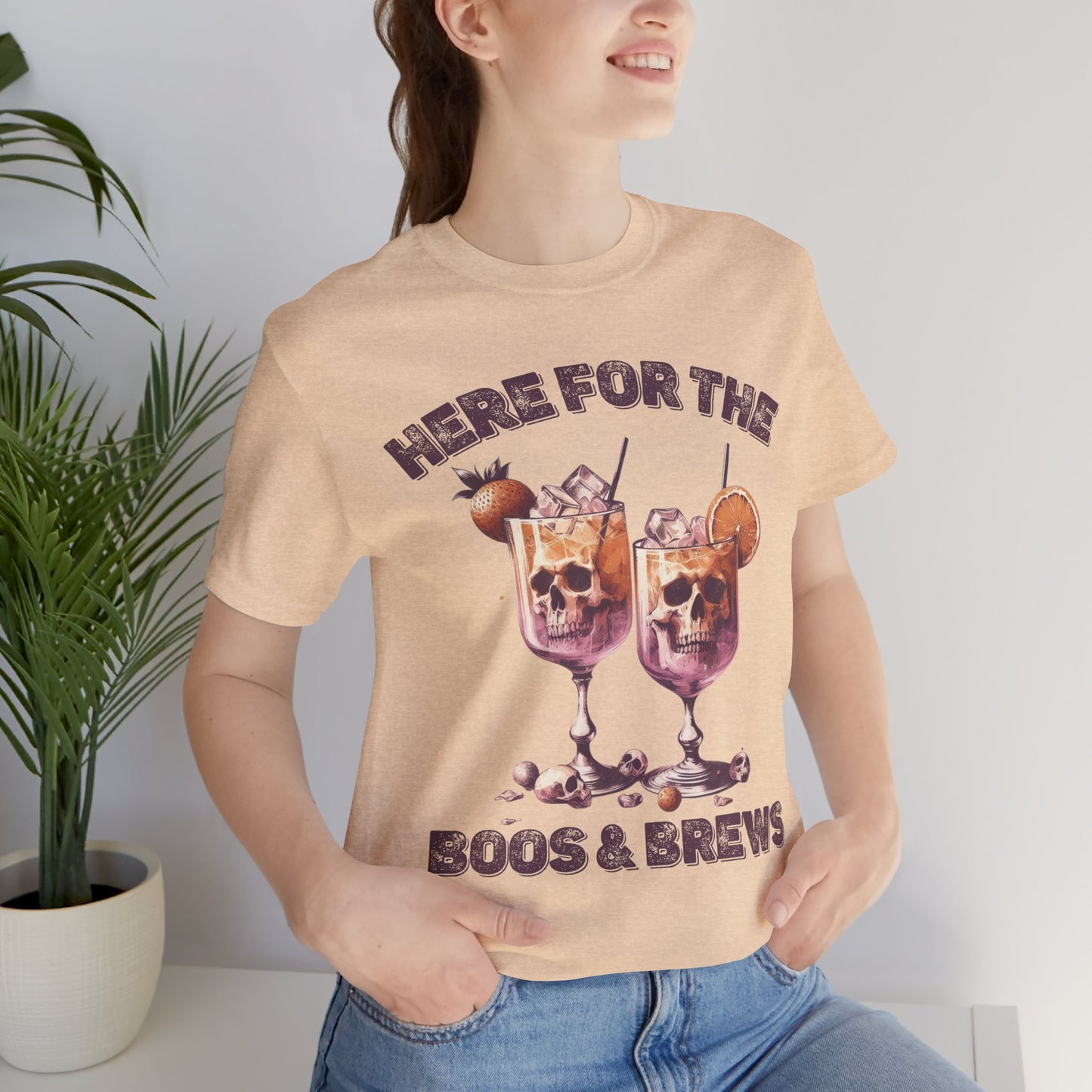 Halloween Skeleton Cocktails Tee - Here for the Boos and Brews *Unisex tee*