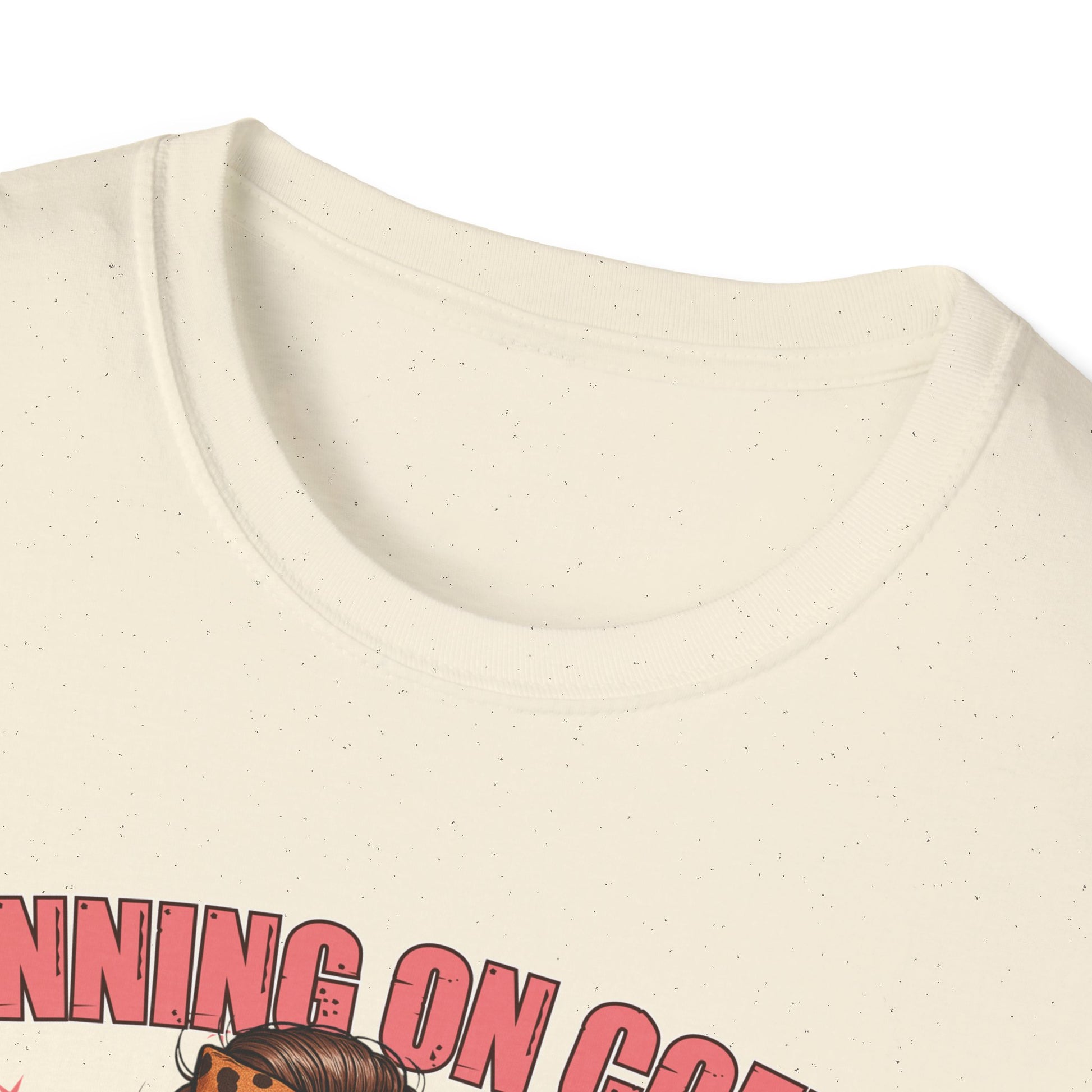 Funny Lunch Lady Unisex Softstyle T-Shirt - Running on Iced Coffee and School Lunch Schedules - Front Design Only