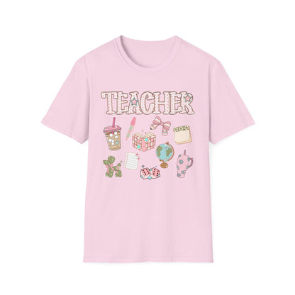Teacher Checkered Glitter T-Shirt