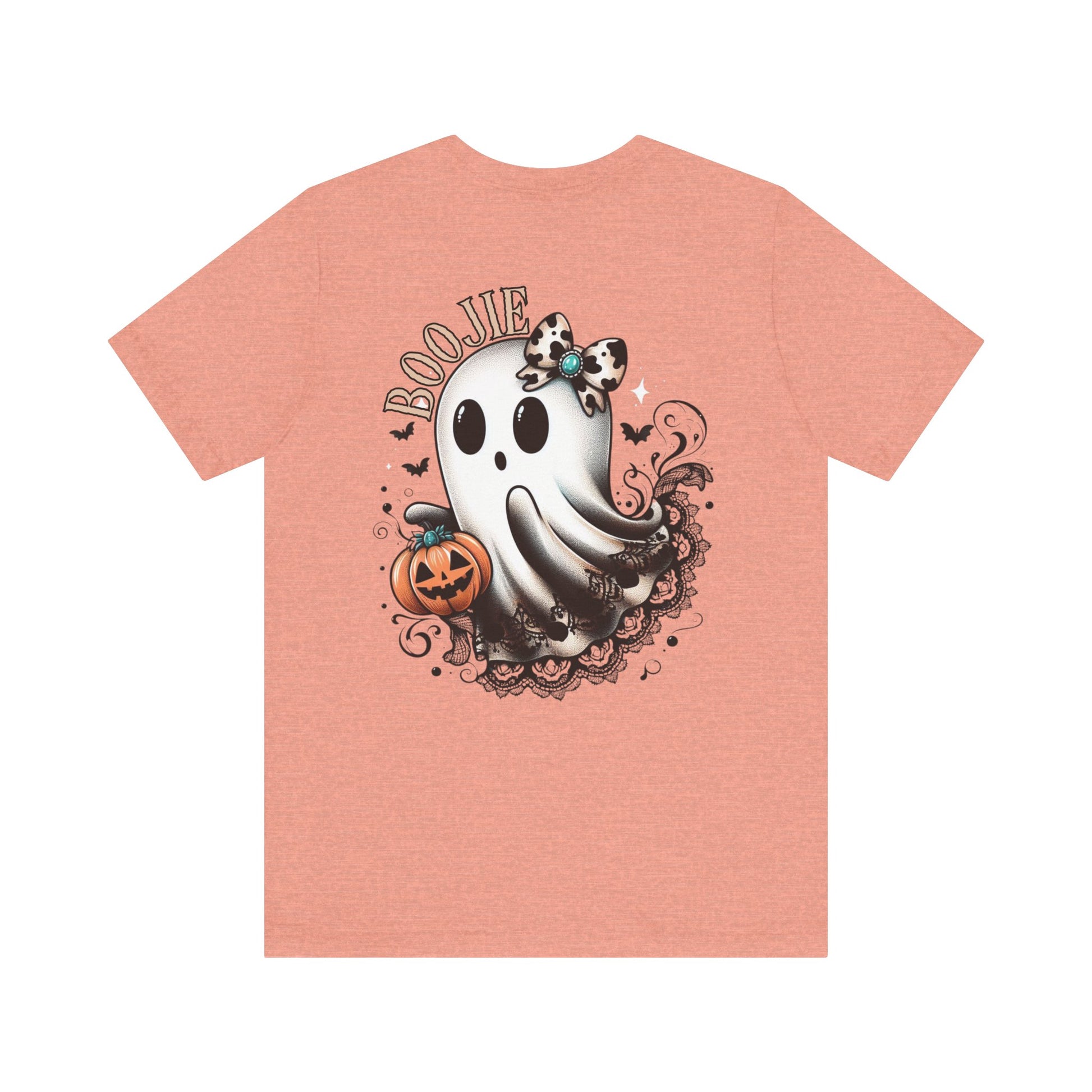 BOOjie Ghost Tee with Pumpkin - Halloween Unisex Jersey Short Sleeve Tee