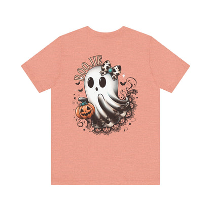 BOOjie Ghost Tee with Pumpkin - Halloween Unisex Jersey Short Sleeve Tee