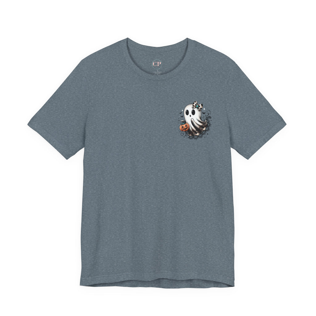 BOOjie Ghost Tee with Pumpkin - Halloween Unisex Jersey Short Sleeve Tee