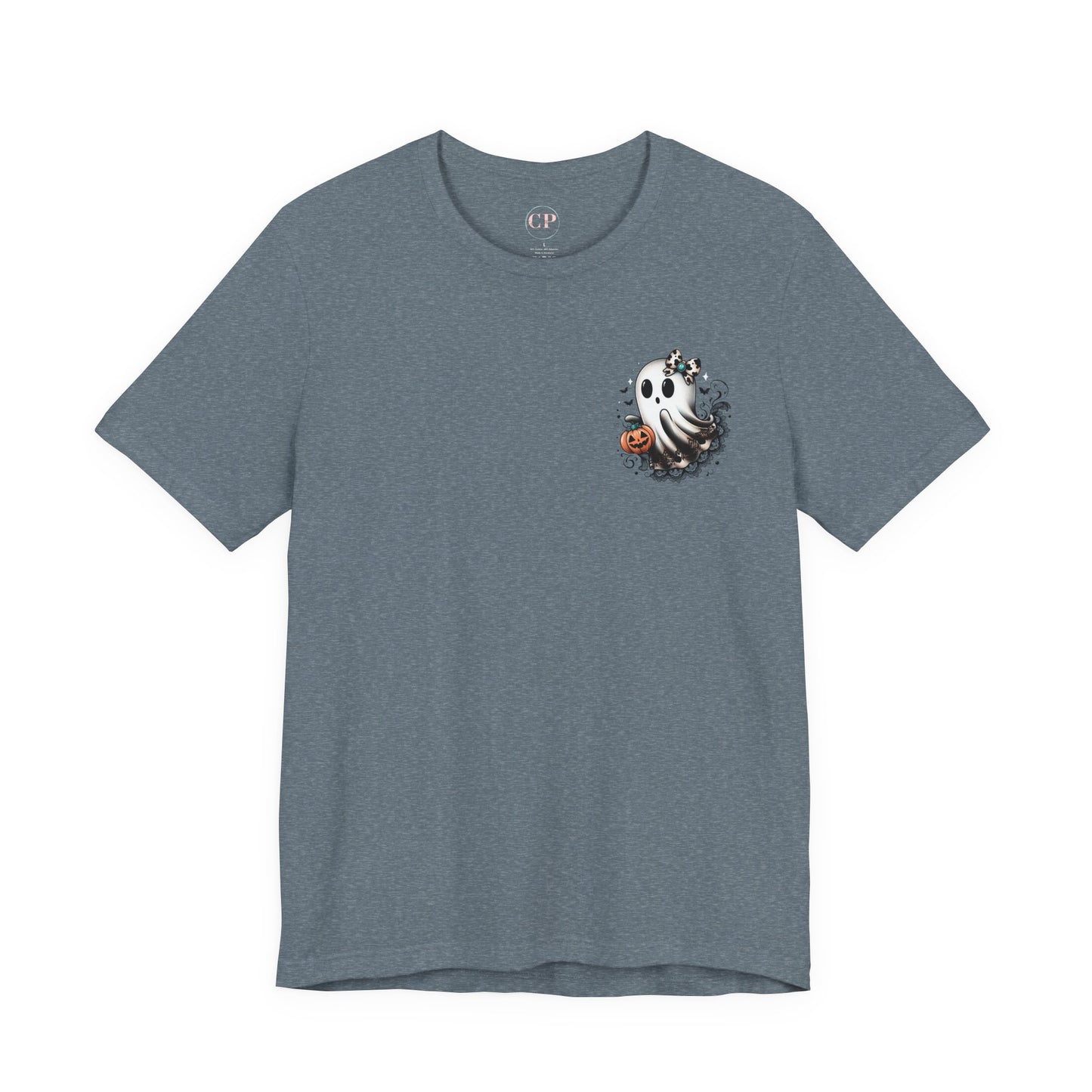 BOOjie Ghost Tee with Pumpkin - Halloween Unisex Jersey Short Sleeve Tee