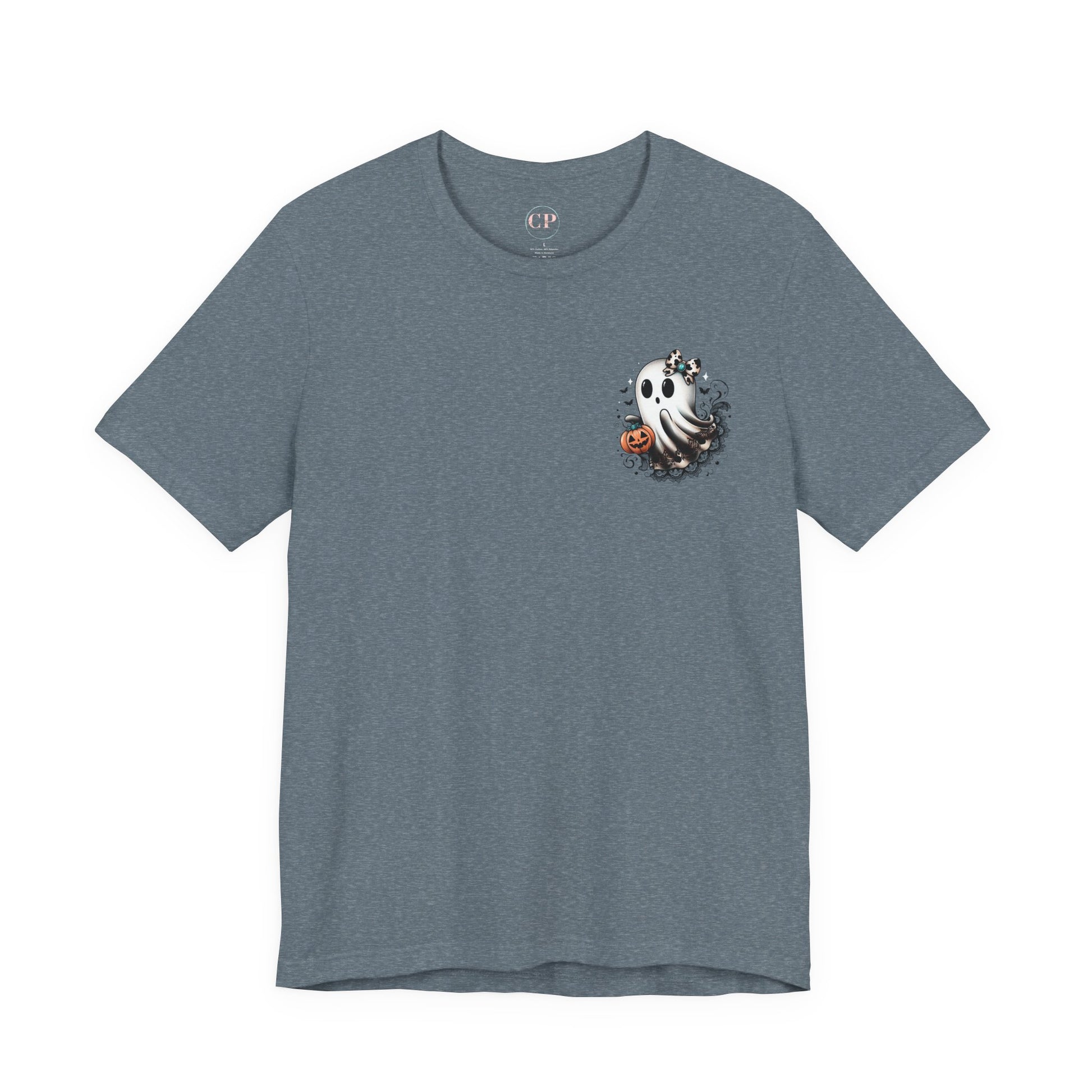 BOOjie Ghost Tee with Pumpkin - Halloween Unisex Jersey Short Sleeve Tee