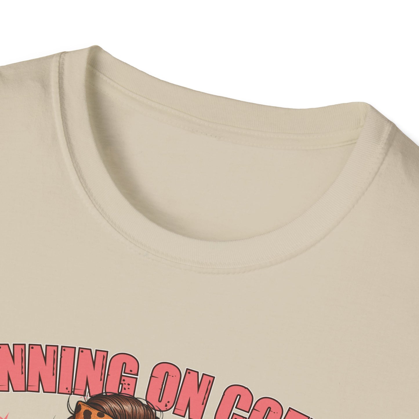 Funny Lunch Lady Unisex Softstyle T-Shirt - Running on Iced Coffee and School Lunch Schedules - Front Design Only