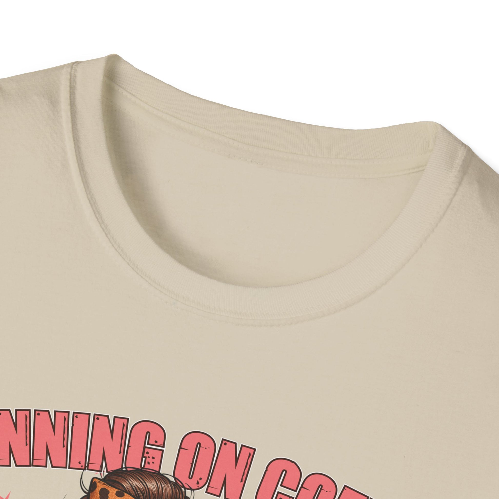 Funny Lunch Lady Unisex Softstyle T-Shirt - Running on Iced Coffee and School Lunch Schedules - Front Design Only