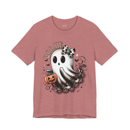 BOOjie Ghost Tee with Pumpkin - Halloween Unisex Jersey Short Sleeve Tee