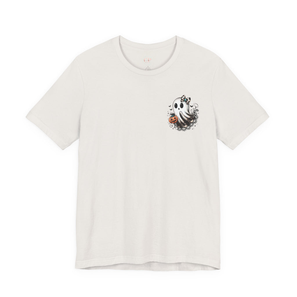 BOOjie Ghost Tee with Pumpkin - Halloween Unisex Jersey Short Sleeve Tee