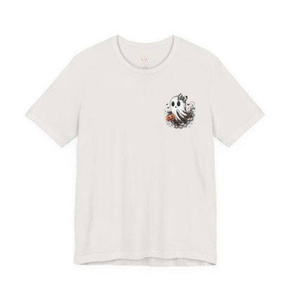 BOOjie Ghost Tee with Pumpkin - Halloween Unisex Jersey Short Sleeve Tee