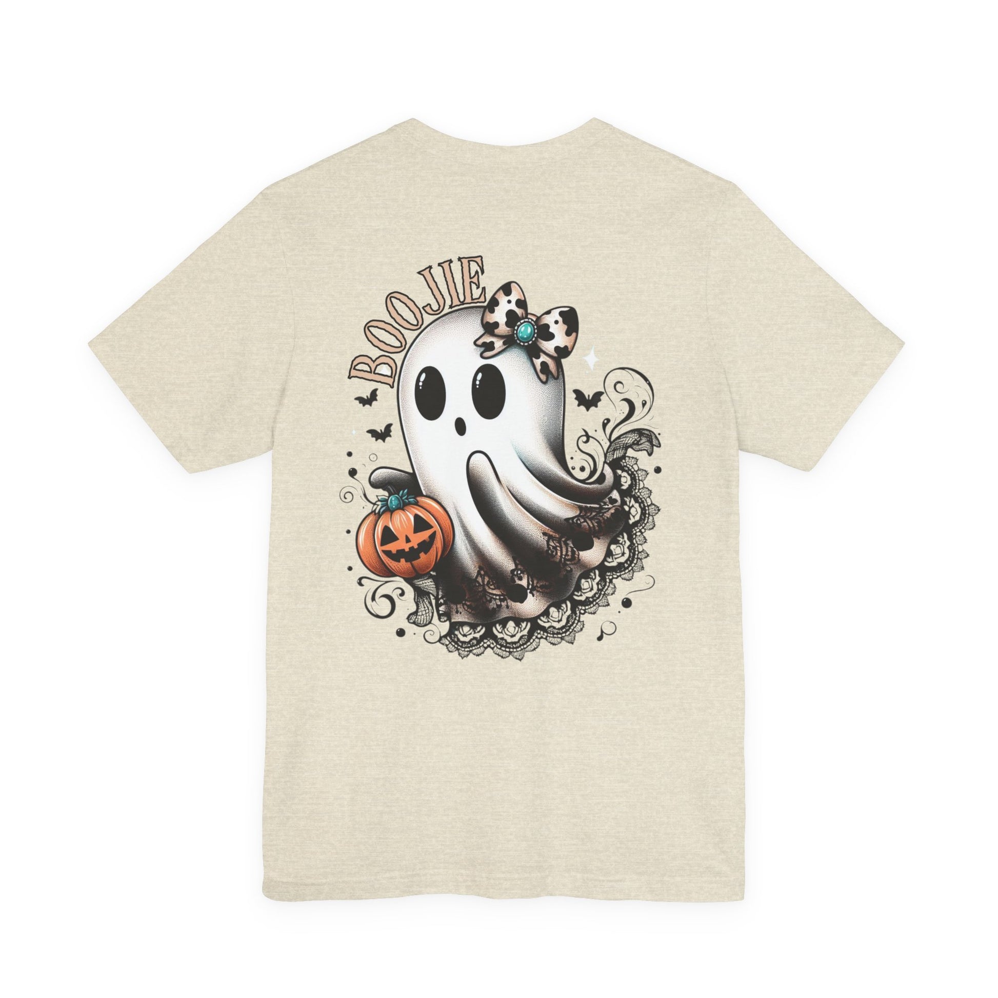 BOOjie Ghost Tee with Pumpkin - Halloween Unisex Jersey Short Sleeve Tee