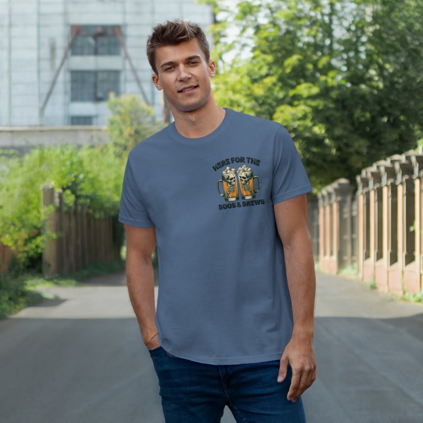 Halloween Beer Mug Tee - Here for the Boos & Brews